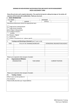 SEMINAR ON NON-REVENUE WATER REDUCTION AND WASTE