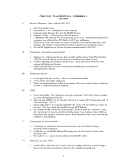 PERSONNEL TEAM MEETINGS &ndash; OCTOBER 2011 AGENDA I
