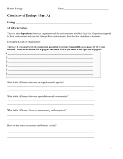 Chemistry of Ecology (Part A)