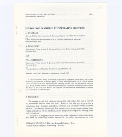 ENERGY LOSS IN SPHERES BY PENETRATING ELECTRONS J