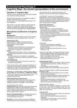 Environmental Psychology 4 Cognitive Maps: the mental