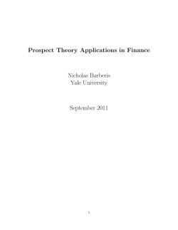 Prospect Theory Applications in Finance Nicholas