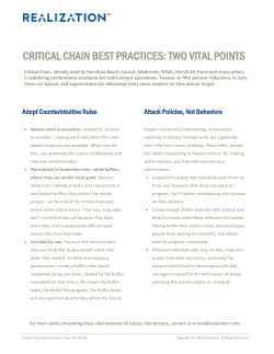 CRITICAL CHAIN BEST PRACTICES: TWO VITAL POINTS