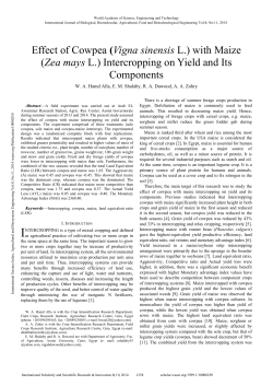 Effect of Cowpea (Vigna sinensis L.) with Maize (Zea mays L