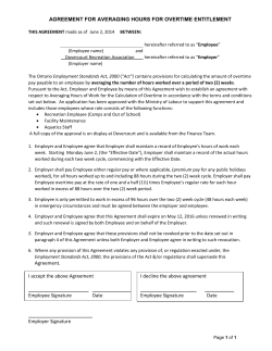 AGREEMENT FOR AVERAGING HOURS FOR OVERTIME