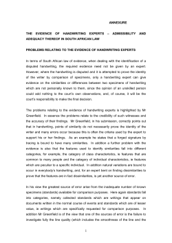 handwriting evidence &ndash; admissibility and adequacy thereof in south
