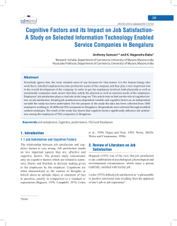 Cognitive Factors and its Impact on Job Satisfaction