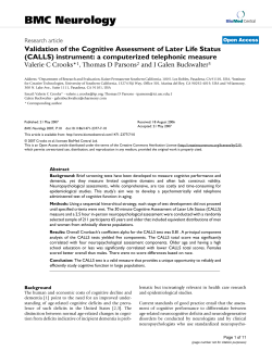 Validation of the Cognitive Assessment of Later Life Status (CALLS