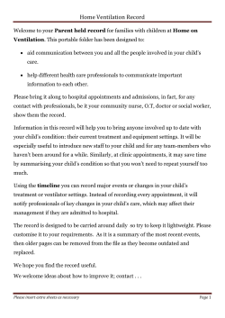 Home Ventilation Record - Council For Disabled Children