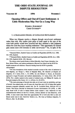 Opening Offers and Out-of-Court Settlement: A Little Moderation May