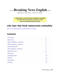 ESL Lesson: Life near fast food restaurants