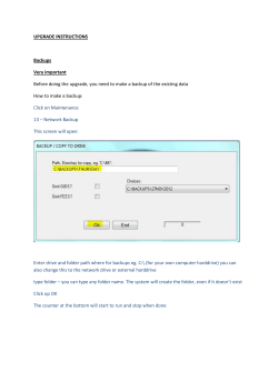 UPGRADE INSTRUCTIONS Backups Very important Before doing