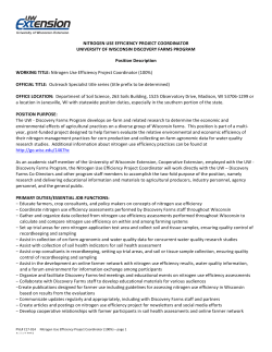 nitrogen use efficiency project coordinator university of wisconsin