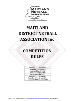 Competition Rules - Maitland Netball Association