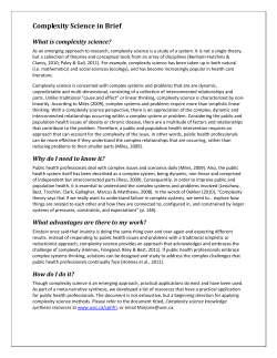 Complexity Science in Brief