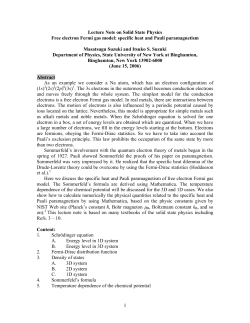 1 Lecture Note on Solid State Physics Free electron Fermi gas model