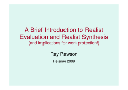A Brief Introduction to Realist Evaluation and Realist Synthesis