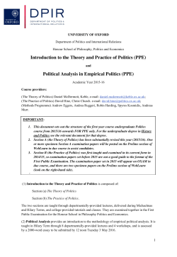 Introduction to the Theory and Practice of Politics (PPE) Political