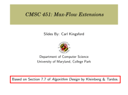 CMSC 451: Max-Flow Extensions