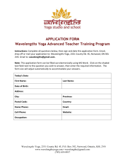 APPLICATION FORM Wavelengths Yoga Advanced Teacher