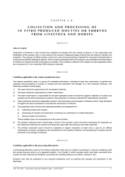 COLLECTION AND PROCESSING OF IN VITRO PRODUCED