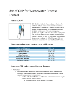 Wastewater Reactions and Associated ORP values