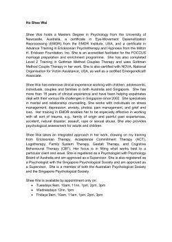 Ho Shee Wai Shee Wai holds a Masters Degree in Psychology from