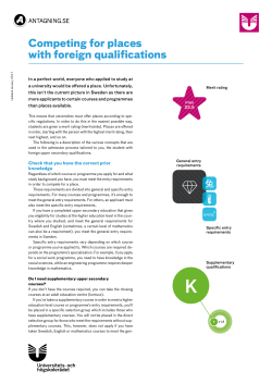 Competing for places with foregin qualifications