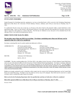 The University of North Alabama request bid pricing for the following