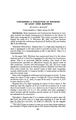 CONCERNING A CONJECTURE OF WHYBURN ON LIGHT OPEN