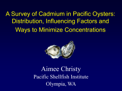 A Survey of Cadmium in Pacific Oysters: Spatial Distribution