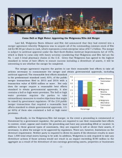 Come Hell or High Water: Approving the Walgreens/Rite Aid Merger