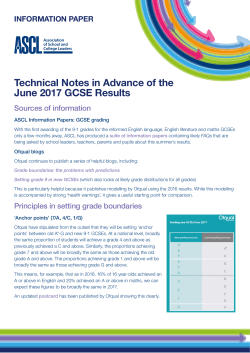 Technical Notes in Advance of the June 2017 GCSE Results