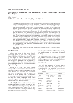 Physiological Aspects of Crop Productivity at Leh