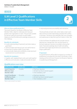 Award and Certificate in Effective Team Member Skills