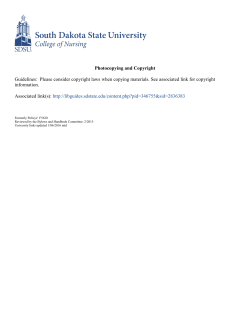 Photocopying and Copyright Guidelines: Please consider copyright