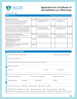 Application for Certificate of Accreditation as a Pharmacy