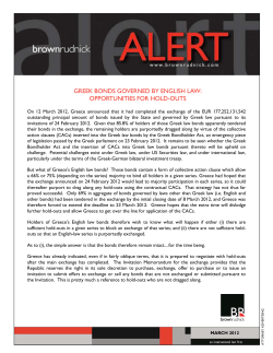greek bonds governed by english law: opportunities for hold-outs