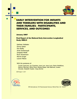 Early Intervention for Infants and Toddlers With