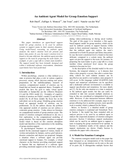 An Ambient Agent Model for Group Emotion Support