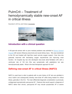 Defining new-onset AF in critical illness (NAFCI)