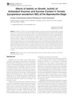 Effects of Salinity on Growth, Activity of Antioxidant Enzymes and