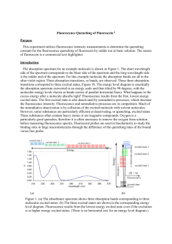Fluorescence Quenching of Fluorescein 1 Purpose This experiment