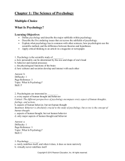 UNIT 1: Psychology`s History and Approaches