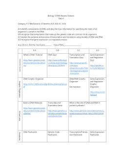 Biology STAAR Review Stations Day 4 Category # 2 Mechanisms of
