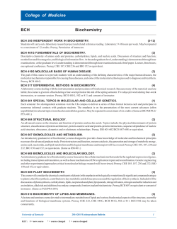 BCH--Biochemistry - University of Kentucky
