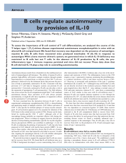B cells regulate autoimmunity by provision of IL-10 - Direct-MS