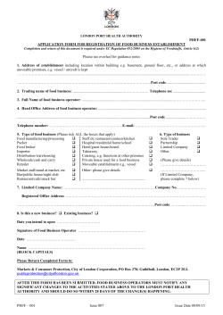 application form for registration of food premises