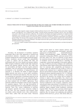 Characterization of Selected Parameters of Organic