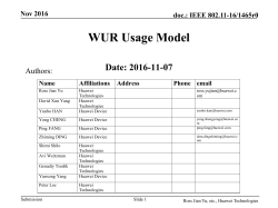 WUR Usage Model